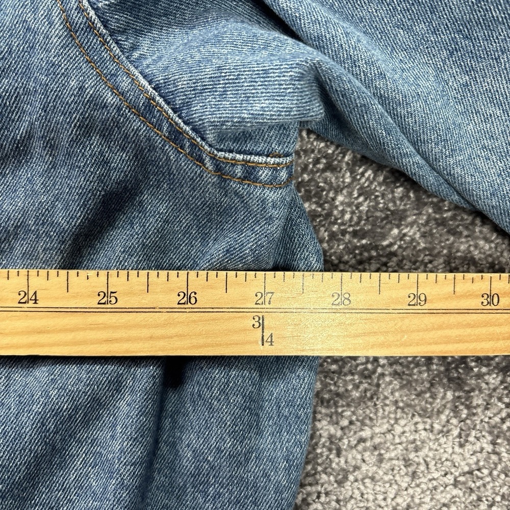 Vintage 90s J. Crew Chore Coat Jacket Mens XL Blue Denim Flannel Lined Oarsman - Picture 9 of 12